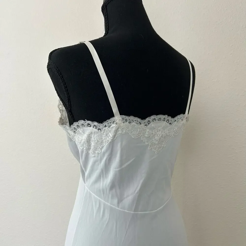 Vintage Vanity fair slip dress babydoll lace top 80s 90s  pleated hem 34 tall - Picture 12 of 16